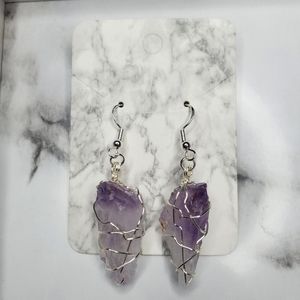 🌟2 for $20 - Natural Raw Amethyst Earrings - 925 SS